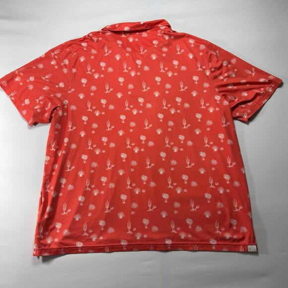 Puma Men's Short Sleeve Orange Cactus Print Stretch Polo Shirt - Size 3XL - Picture 2 of 5